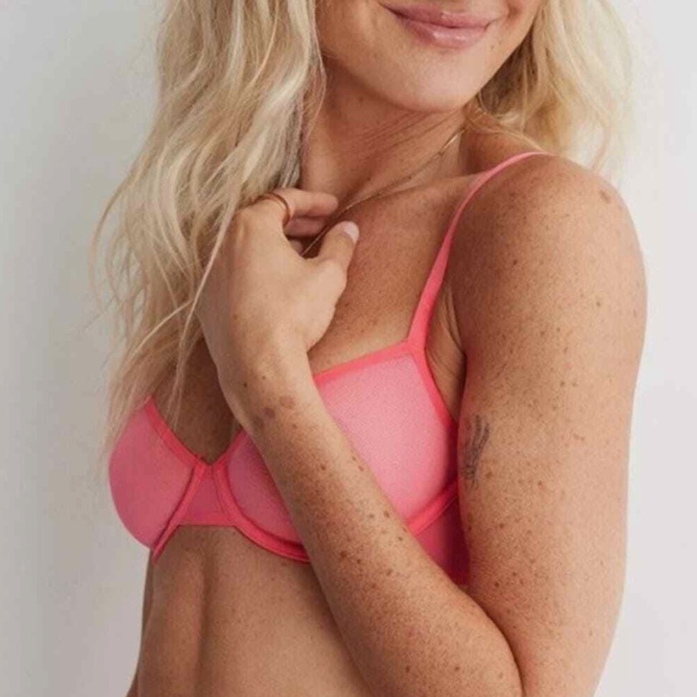 NWT Aerie SMOOTHEZ Mesh Unlined Underwire Two-toned Pink Bra